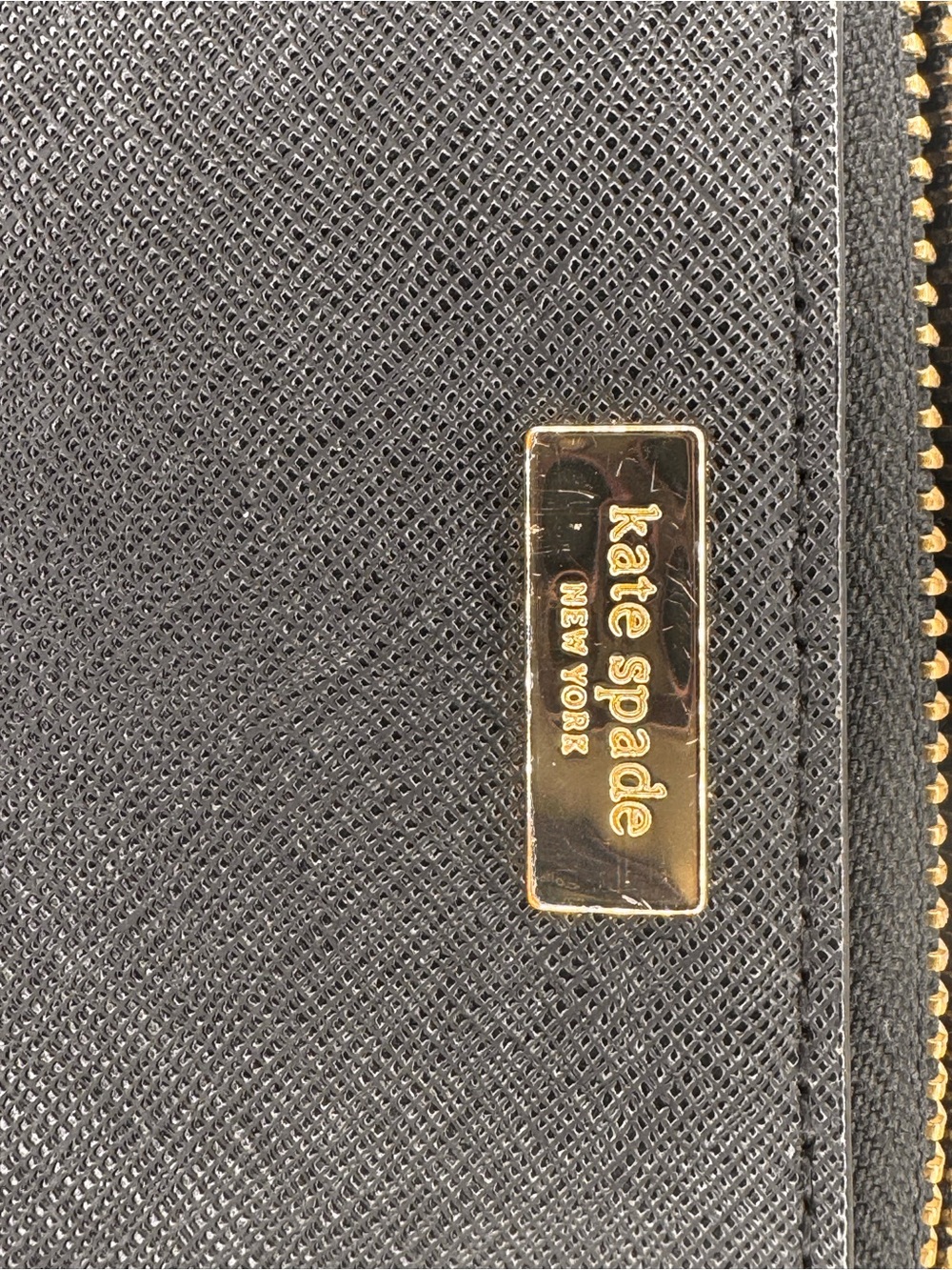 Kate Spade Black Zip-Around Wallet with Gold Plaque - Picture 5 of 5